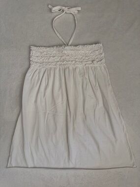 Xhilaration | Ruffle Smocked Halter Tie Neck Swim Coverup Dress White (M 7/8)